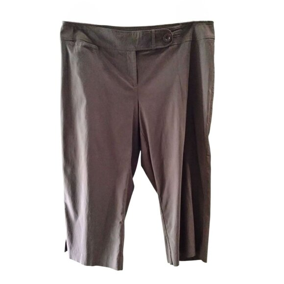 Lane Bryant Womens Plus Size Brown Cropped Pants Size 20 Stretch Casual Comfort - Picture 2 of 8
